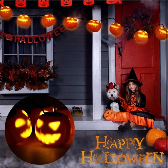 Halloween Pumpkin String Lights With Music - Picture 9 of 11